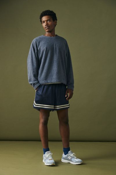 Standard Cloth Free Throw Pile Fleece Crew Neck Sweatshirt In Blue, Men's At Urban Outfitters