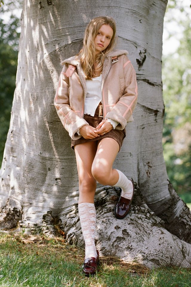 BDG August Faux Leather Cropped Aviator Jacket #2