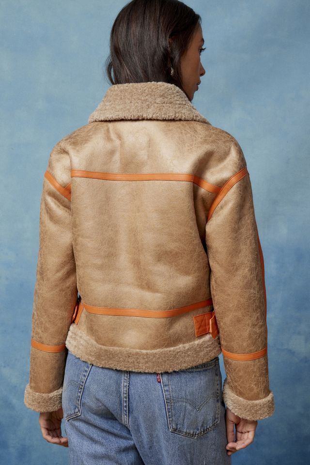 BDG August Faux Leather Cropped Aviator Jacket #5