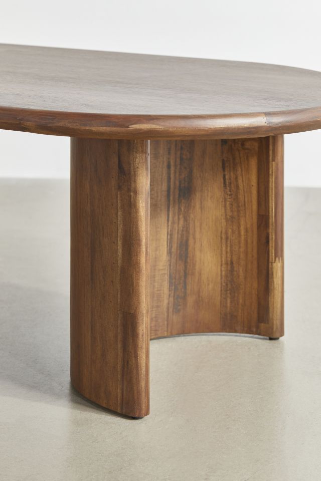 Contemporary Oval Wood Coffee Table with Storage in Brown