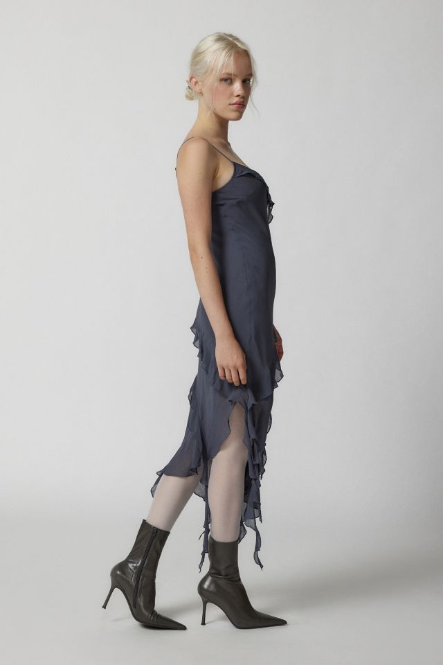 UO Dita Asymmetrical Ruffle Midi Dress #1