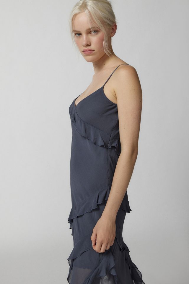 UO Dita Asymmetrical Ruffle Midi Dress #2