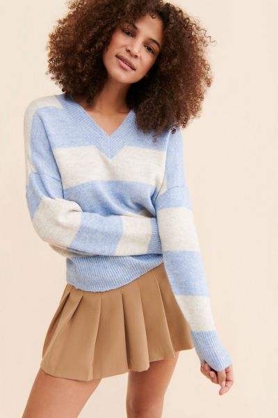 RD Style Striped V-Neck Pullover