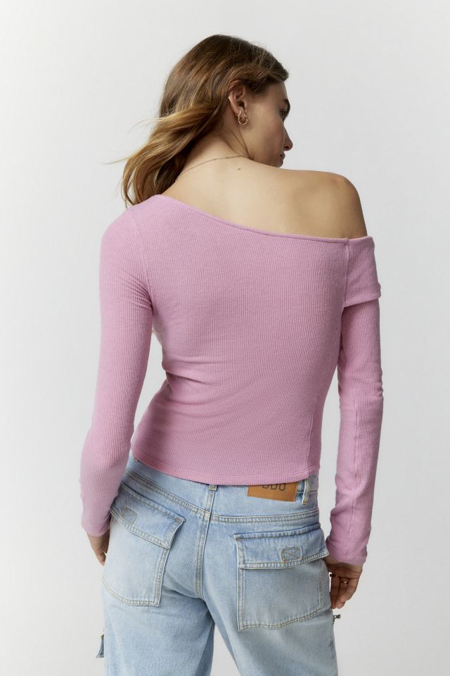 Pink Off Shoulder Fold Over Top – Trendznmore