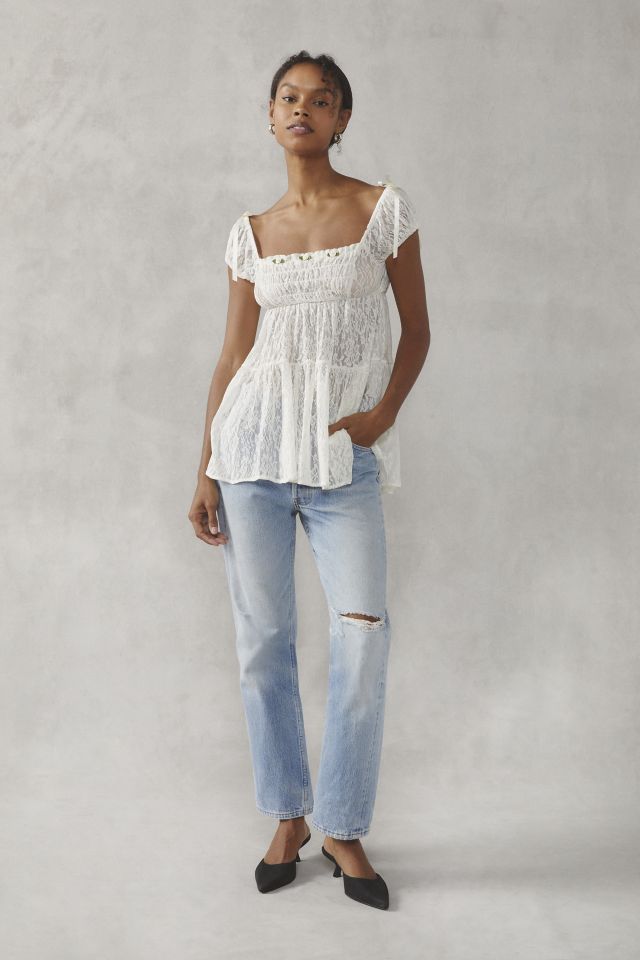 Urban Outfitters Kimchi Blue Annalise Lace Henley Top