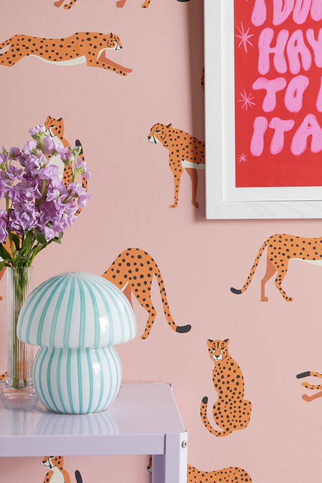 Peel and Stick Wallpaper Cheetah Pink, Animal Wallpaper for Walls