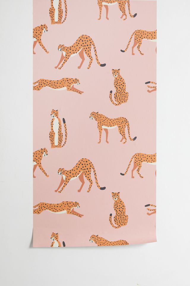 BlueLeLa Cheetahs Pattern On Pink Removable Wallpaper #1