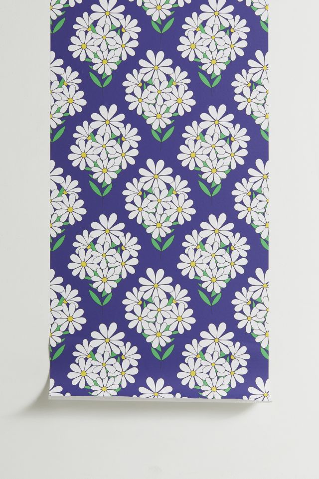 Jenean Morrison Daisy Bouquet Blue Removable Wallpaper #1