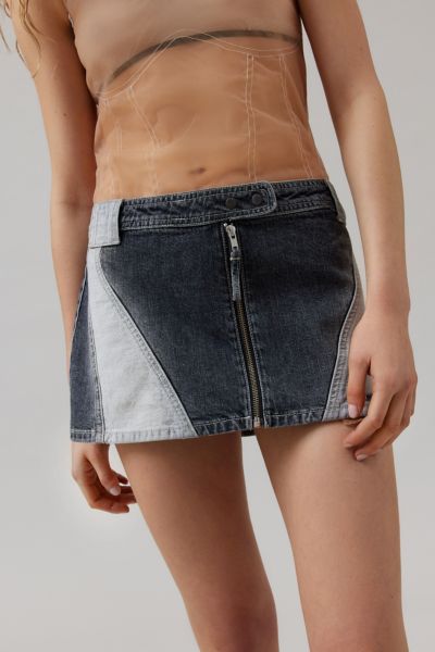 BDG Suki Racer Moto Denim Micro Mini Skirt