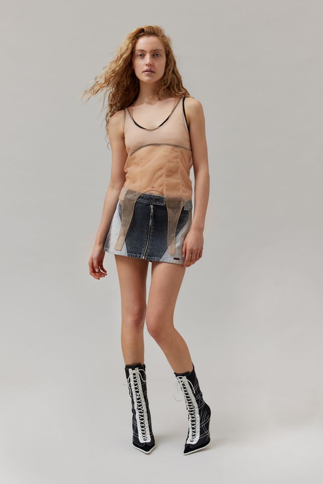 BDG Suki Racer Moto Denim Micro Mini Skirt | Urban