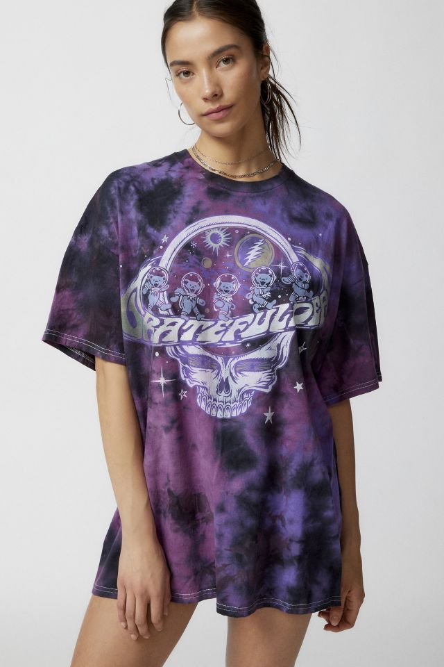 Grateful Dead Space Bears Tie-Dye T-Shirt Dress in Purple, Women's at Urban Outfitters