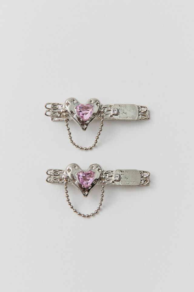 Metal Heart Slide Barrette Set #1