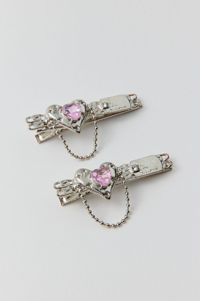 Metal Heart Slide Barrette Set #2