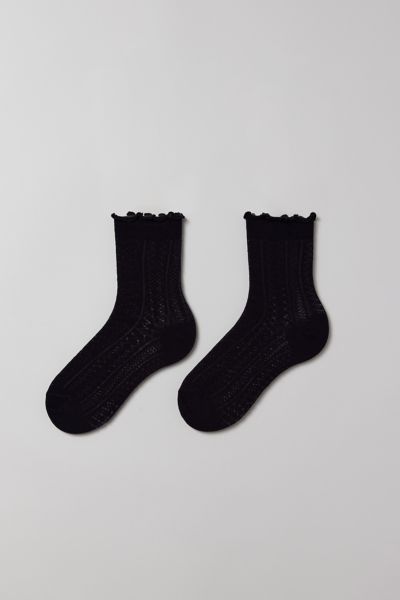 Lettuce-Edge Pointelle Crew Sock