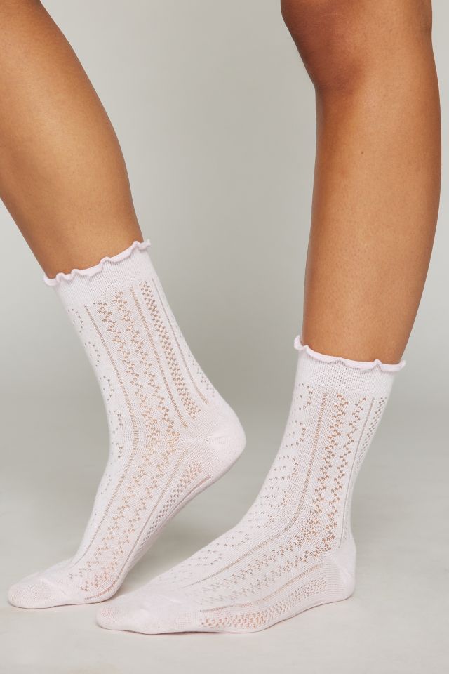 Lettuce-Edge Pointelle Crew Sock #1
