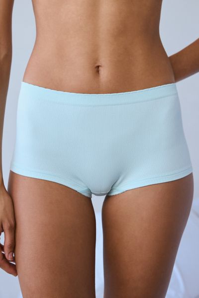 Out From Under Ribbed Seamless Boyshort Undie In Slate, Women's At Urban Outfitters In Slate