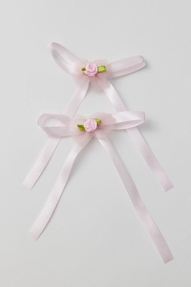 Rosette Ribbon Hair Bow Barrette Set #1