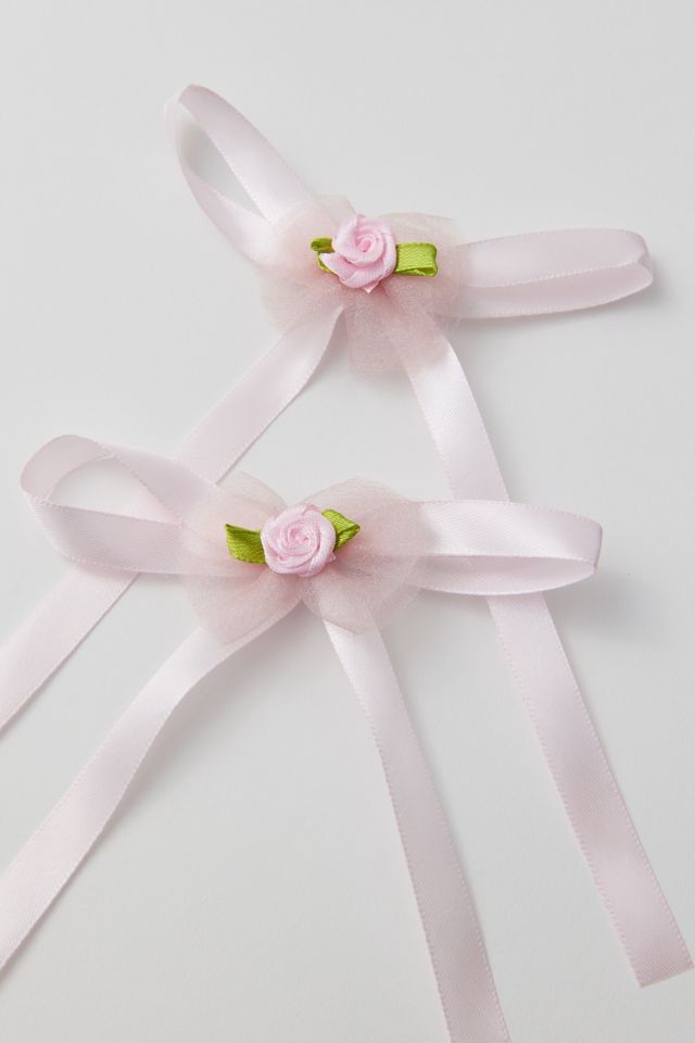 Rosette Ribbon Hair Bow Barrette Set #2
