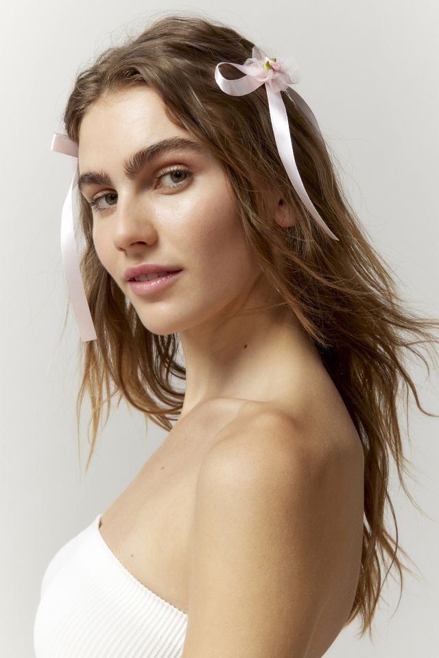 Rosette Ribbon Hair Bow Barrette Set #3