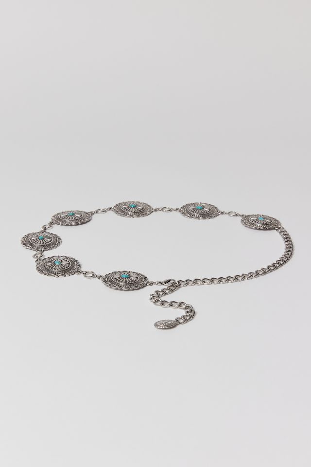 Large Turquoise Round Chain Belt #1