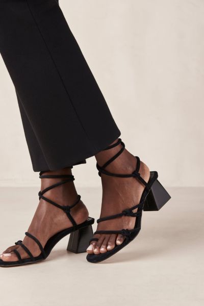 Shop Alohas Goldie Suede Wrap Heel In Black, Women's At Urban Outfitters