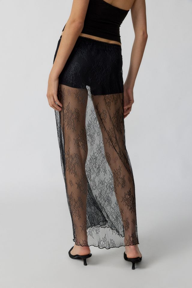 UO Jules Sheer Lace Midi Skirt #5