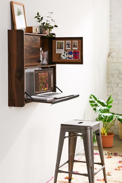 Urban Outfitters Murray Wall-mounted Desk In Brown