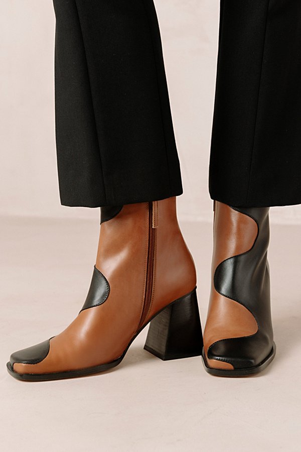 Shop Alohas Blair Leather Wavy Ankle Boot In Black Camel, Women's At Urban Outfitters