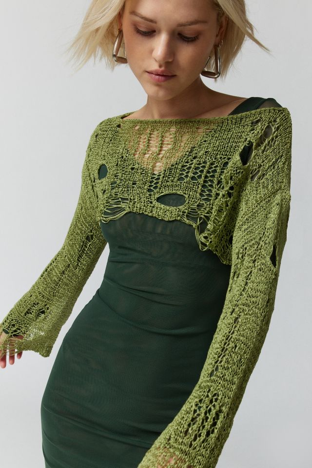 UO Carla Semi-Sheer Distressed Shrug Sweater #2