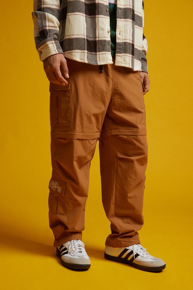 Brown Luxury Golden Chain Zippered Cargo Pants