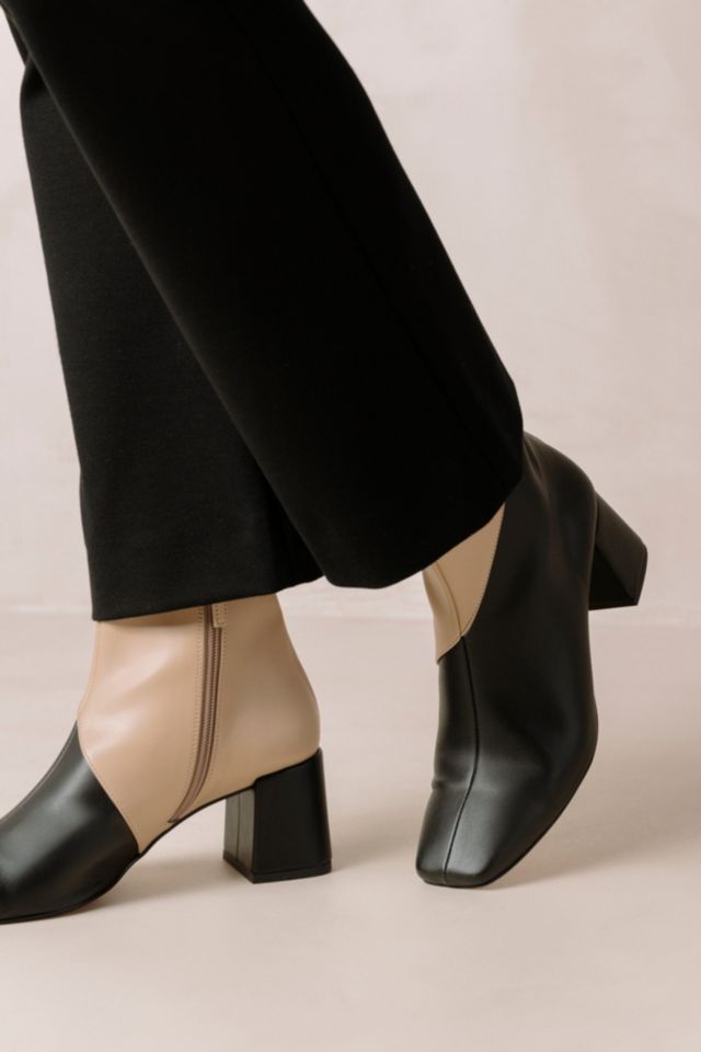 Watercolor Black Vegan Leather Ankle Boots