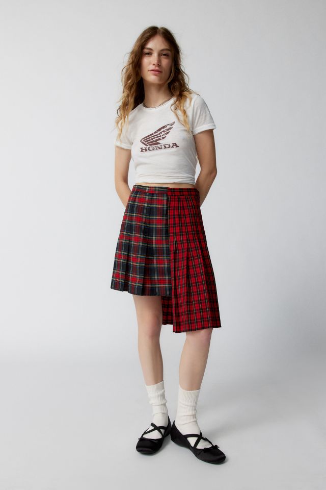 Urban Renewal Remade High Low Pleated Plaid Skirt Urban Outfitters Canada