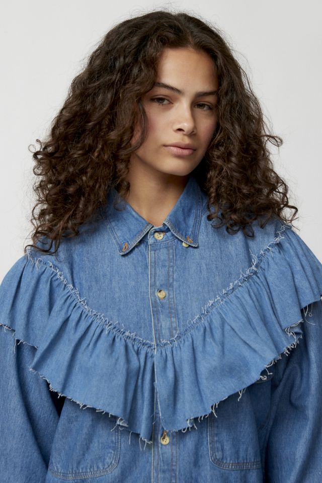 Chemise en Denim à Manches Longues et Volants Urban Renewal Remade #2