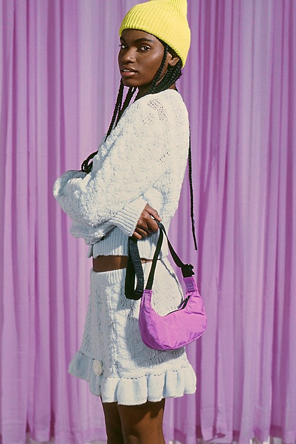 Baggu Uo Exclusive Mini Nylon Crescent Bag In Extra Pink