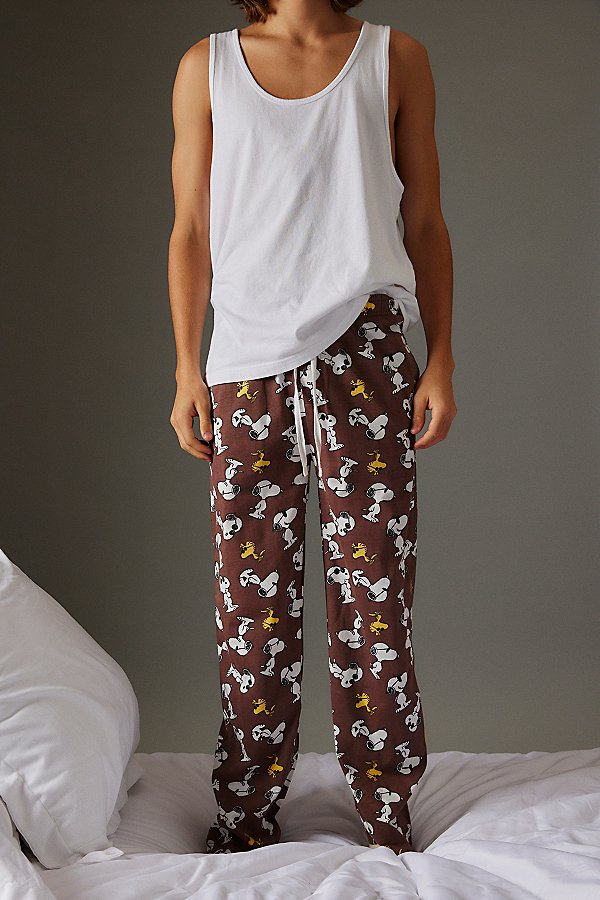 Urban Outfitters Snoopy Roller Printed Lounge Pant In Brown
