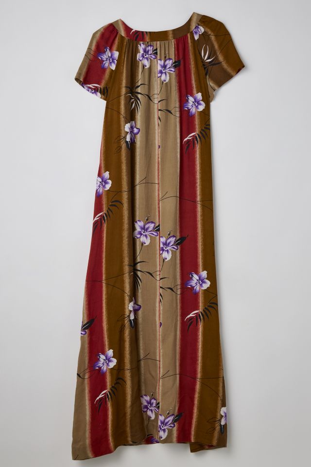 Vintage Tropical Pattern Maxi Dress #1