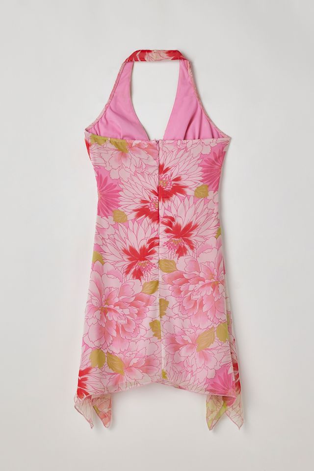Vintage Patterned Halter Mini Dress | Urban Outfitters