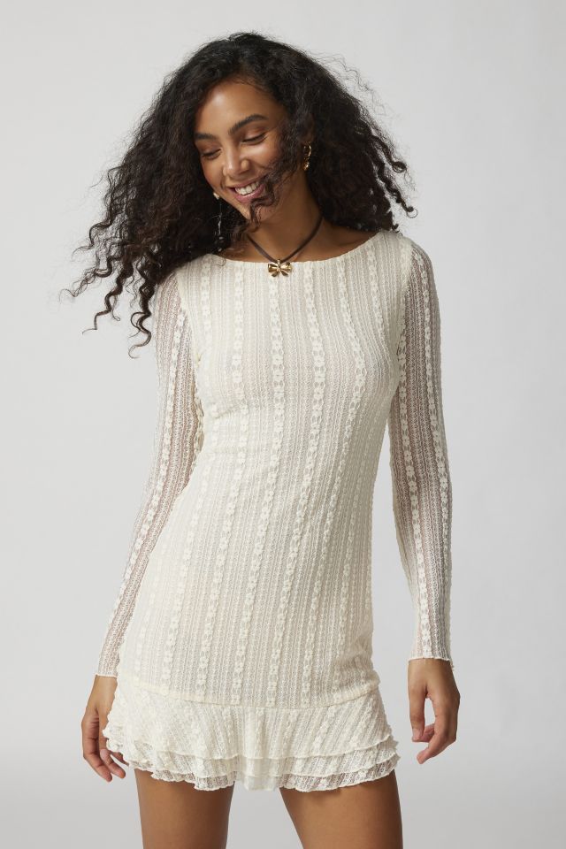 Motel Jeilani Lace Long Sleeve Mini Dress | Urban Outfitters Canada