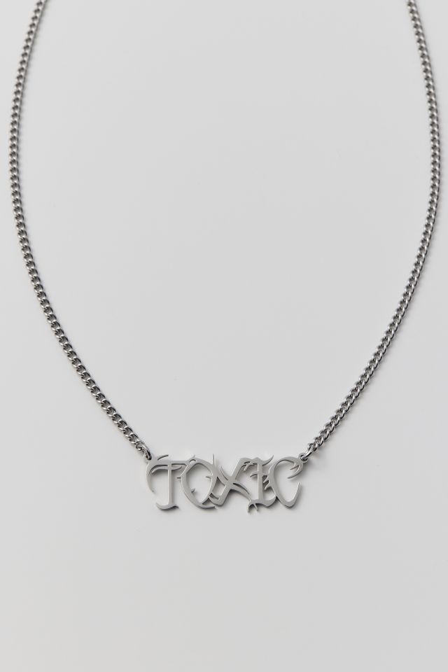 Collier Chaîne Plaque Signalétique Peurs Personnelles Toxiques #1
