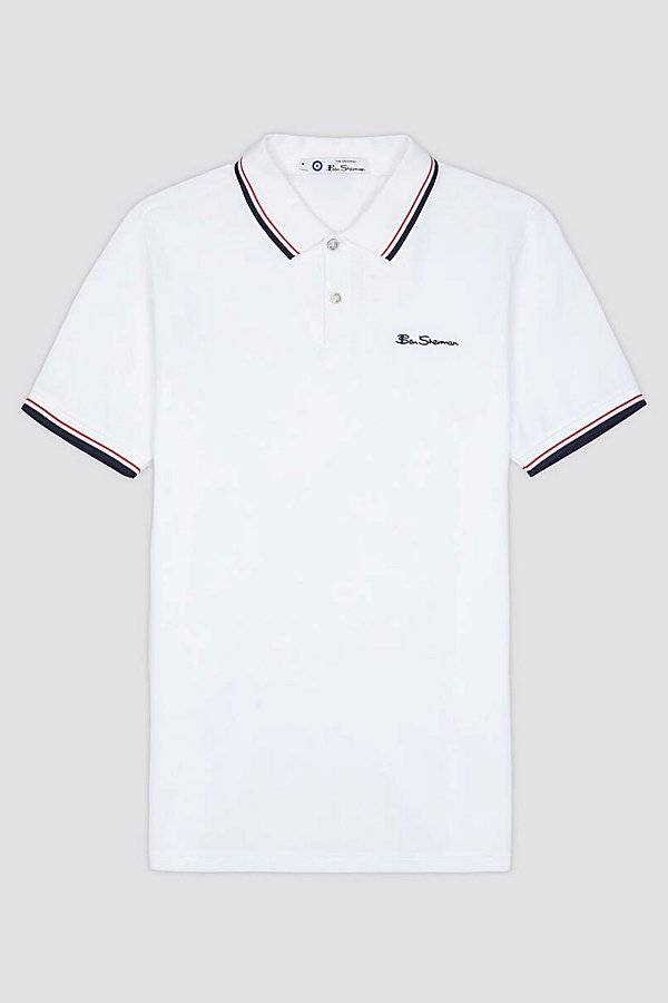 Ben Sherman Signature Organic Cotton Polo Shirt Top In White, Men's At Urban Outfitters