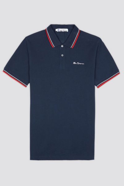 Ben Sherman Signature Organic Cotton Polo Shirt Top In Dark Navy, Men's At Urban Outfitters In Dark Navy