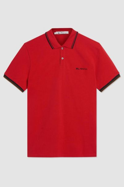 Ben Sherman Signature Organic Cotton Polo Shirt Top In Red, Men's At Urban Outfitters