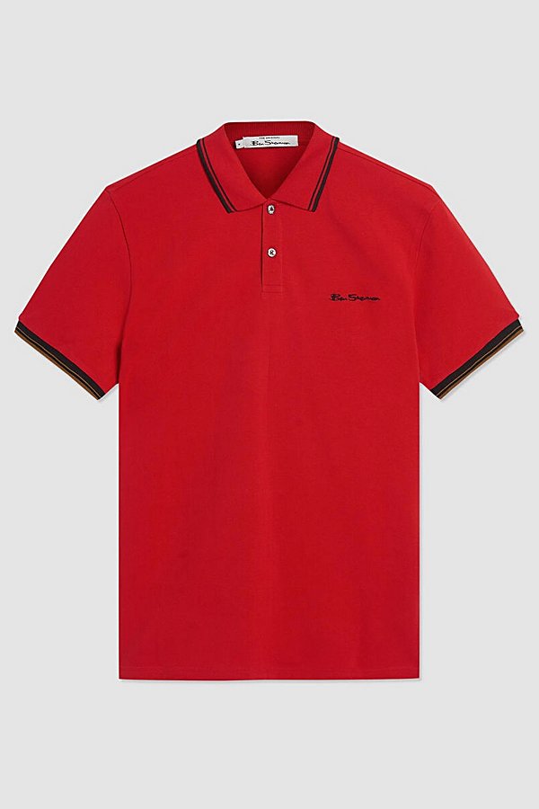 Ben Sherman Signature Organic Cotton Polo Shirt Top In Red, Men's At Urban Outfitters