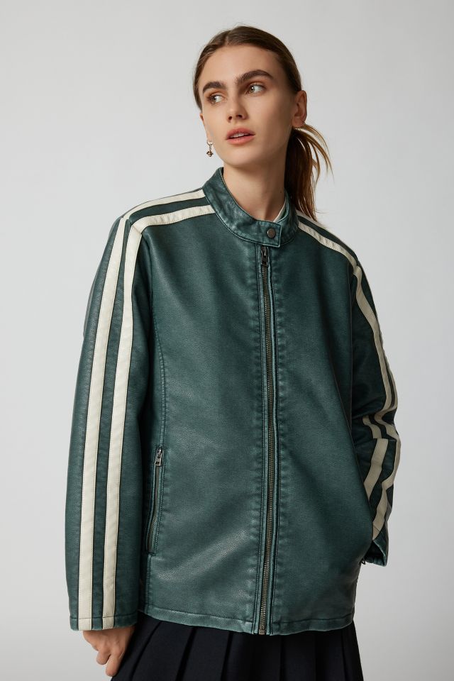UO Morgan Faux Leather Stripe Moto Jacket #2