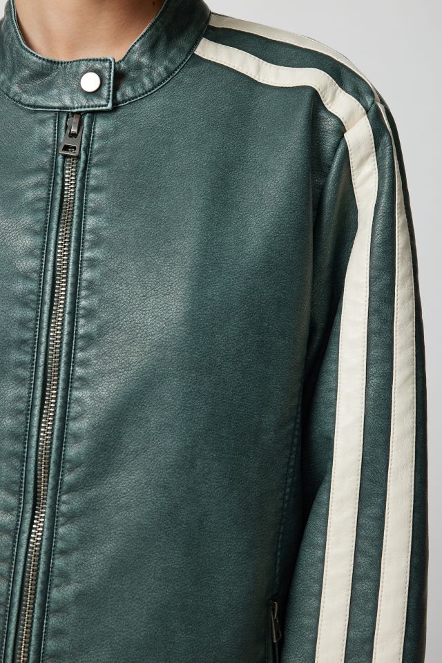 UO Morgan Faux Leather Stripe Moto Jacket #3