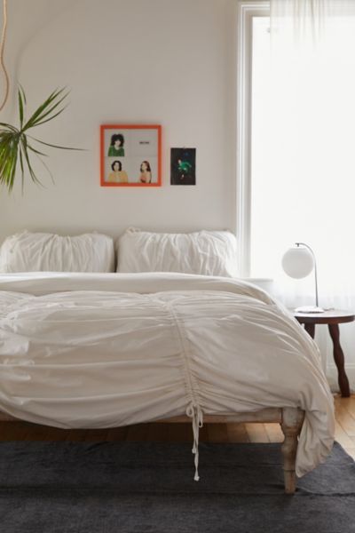 Shop Urban Outfitters Utility Cinched Duvet Cover In White At