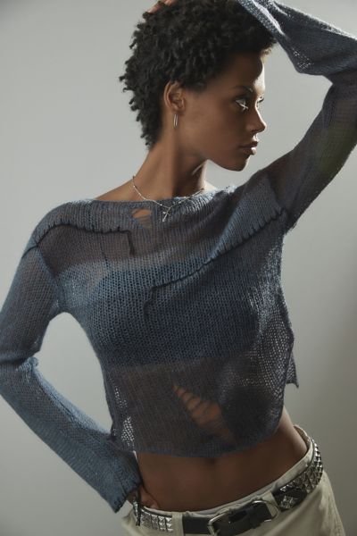 UO Semi-Sheer Distressed Sweater | Urban Outfitters