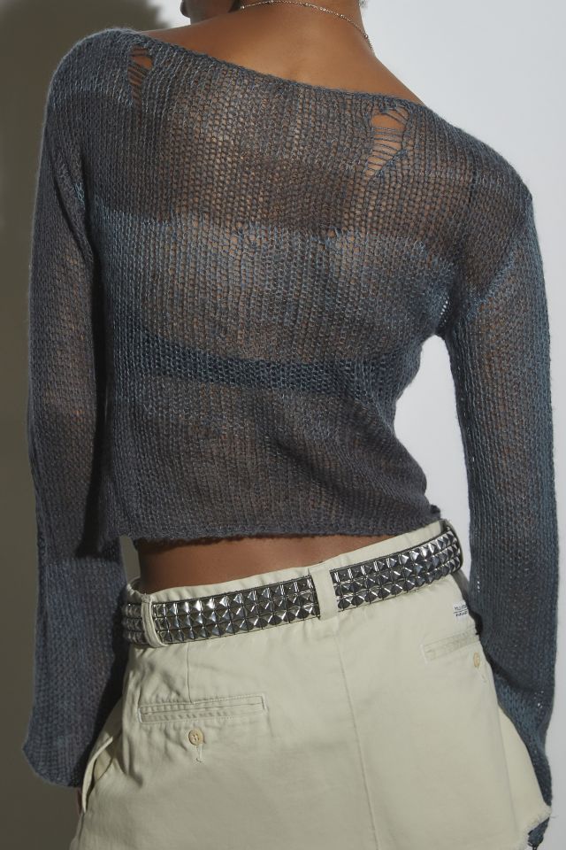 UO Semi-Sheer Distressed Sweater | Urban Outfitters