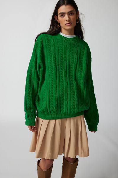 Urban Renewal Remade Overdyed Oversized Crew Sweater In Green, Women's At Urban Outfitters