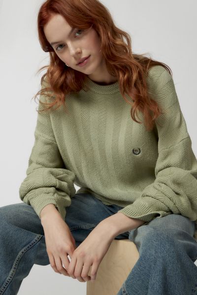 Urban Renewal Remade Overdyed Oversized Crew Neck Sweater In Lime, Women's At Urban Outfitters